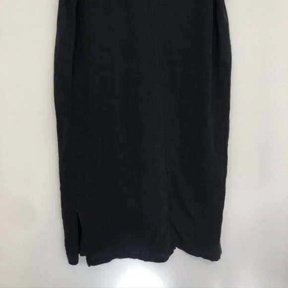 J. CREW Sleeveless Pocket Dress Solid Black V-Neck 100% Cotton Midi Tank Dress - Picture 12 of 12